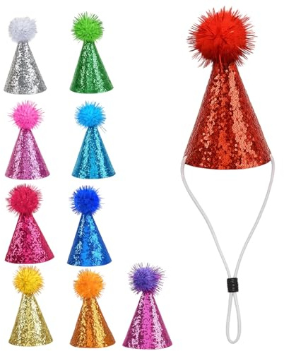 JcvPot 10 Mini Partyhüte für Kuscheltiere, Kleine Partyhüte für Kuscheltiere, Partyhut Kuscheltiere, Kindergeburtstag Dekoration, DIY Projekt