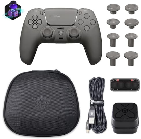 HEXGAMING ULTIMATE PRO Wireless Controller für ps5/PC/Mobile, Elite Gamepad mit 6 Remap Profie & 4 Rückpaddles & Instant Triggers & Hall-Effekt Stick Modul & 8 Swap Joysticks-Grau