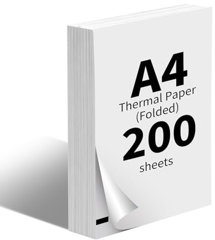 (200 Feuilles) Papier Thermique A4 Pliable,Papier Thermique A4, Sans BPA, Séchage Rapide, Convient pour l'impression de Photos, Factures, Notes de Frais et Autres Documents