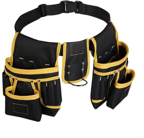 Robuster Werkzeuggürtel mit magnetischem Hammerhalter und 27 Taschen, verstellbarer, breiter Hüftgurt für Balance und Komfort, abnehmbare Taschen für personalisiertes Tragen von Werkzeugen