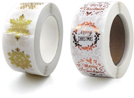 DOKRIN Etichette adesive per ufficio,1000 pezzi di biglietti d'auguri natalizi, decorazioni regalo, etichette autoadesive, adesivi sigillanti