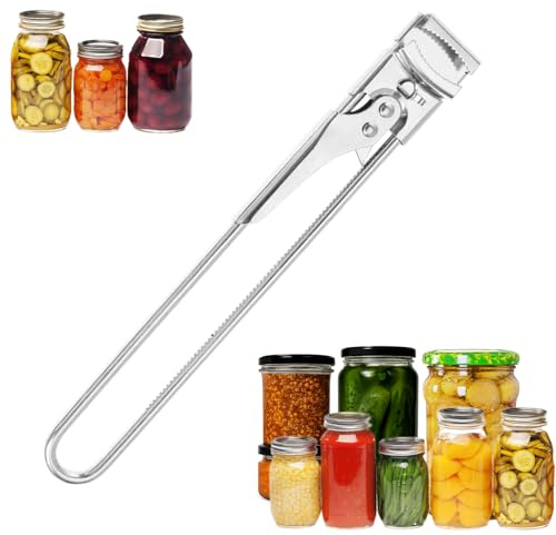 Edelstahl Deckelöffner,Extralanger Sehr Rutschfest Verstellbar Hebel Glas Öffner,Einstellbarer Multifunktionaler Büchsenöffner,Optimiertes Design für Senioren Arthritis Frauen