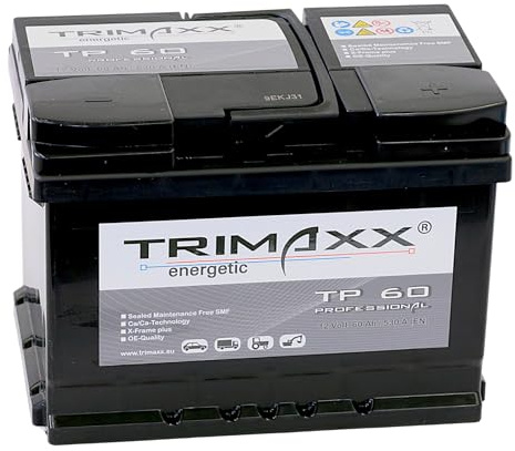 TRIMAXX Autobatterie 60Ah 12V 540A/EN mehr Startkraft Starterbatterie ersetzt Batterie 59Ah 61Ah 63Ah 62Ah 64Ah 65Ah, PKW