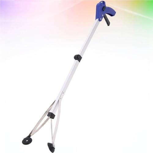 Warmhm Aluminum Alloy Foldable Trash Grabber Litter Pick Up Tool with Reaching Assist for Garden and Home, Lightweight White Trash Reacher Aid for Elderly and Disabled Users