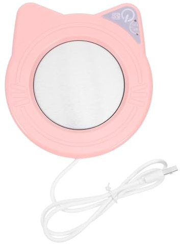 TOBBOMEY Chauffe-Tasse USB de Chat Rose, Plaque Chauffante Électrique 55°c, Dessous de Verre Chauffant pour Bureau, Compatible Tasses Variées, Nettoyage Facile, Usage Quotidien
