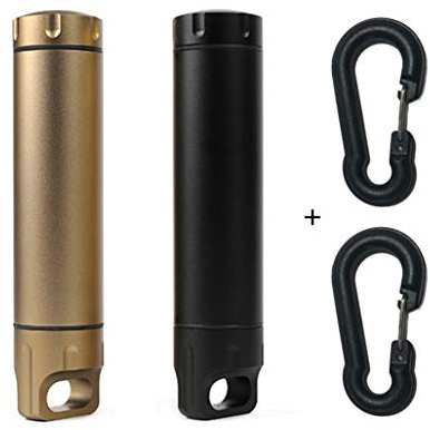 Waterproof Match Case for Outdoor Survival - Metal Airtight EDC Accessory Container for Money Holder Travel Pill Dry Storage Camping Essentials Tool - Black & Champagne