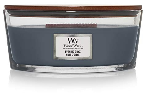 Ellipsenförmige WoodWick Duftkerze mit knisterndem Docht, Evening Onyx, bis zu 50 Stunden Brenndauer