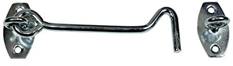 SN-TEC Sturmhaken/Lukenhaken/Überwurf verzinkt, mit Ösen auf Platte, Länge: 120mm (Mengenauswahl möglich) (5)