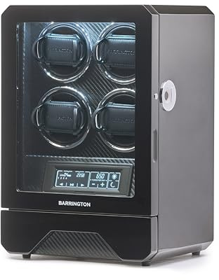 BARRINGTON 4 Uhrenbeweger | Luxuriöse Quad Uhrenbeweger Box mit schwarzem Carbon Finish | Features Fernbedienung