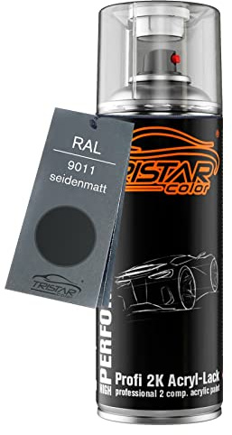 TRISTARcolor RAL 9011 Graphitschwarz seidenmatt 2K-Acryl-Lack Spraydose | Sprühdose 400 ml, schnelltrocknend