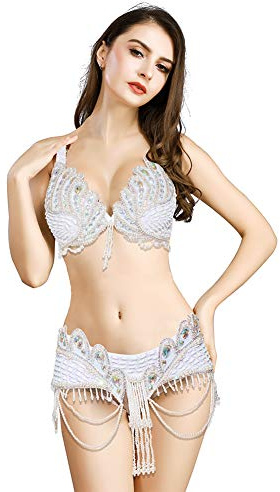ROYAL SMEELA Bauchtanz BH Gürtel Karnevals kostüm Zigeuner Bauch tanzen Outfit Sparkle Pailletten Bauchtanz Kostüm Damen Sexy Bauchtanz Kleidung Bauchtanz Set Tanz-BH und Bauchtanz gürtel Tanz Kleid