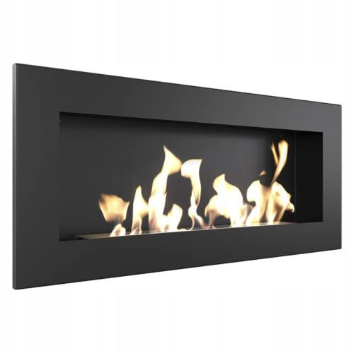KRATKI Ethanol-Kamin Delta Slim ohne Verglasung | hängender Echtfeuer-Wandkamin, TÜV-Zertifikat | Maße in cm: B90 x H40 x T10,30, Tankvolumen 400 ml, Länge der Feuerlinie 50 cm, Brennstoff: Ethanol