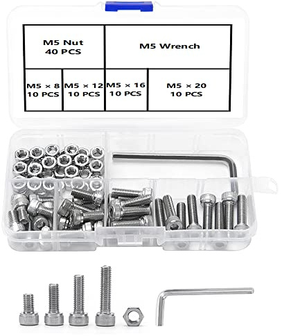 YIXISI 81 Stück M5 Edelstahl Sechskantschrauben Sortiment Kit, Sechskantkopf schrauben Schrauben, Schrauben Set mit 1 Stück Sechskantschlüssel