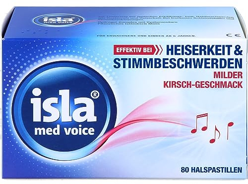isla med voice Pastillen effektiv bei Heiserkeit und Stimmbeschwerden mit mildem Kirsch-Geschmack, 80 St. Pastillen