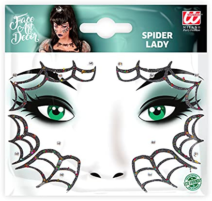 Widmann - Gesicht-Sticker Glitter, Aufkleber für Gesicht und Körper, Glitzer-Sticker, Gesichts Tattoo, Aufkleber, Make-Up, Schminke, Karneval, Halloween, Mottoparty