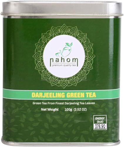 NAHOM Darjeeling Green Tea Loose Leaf (50 Cups) 3.53oz / 100g TIN