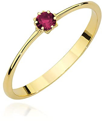 Damen Gold Verlobungsring mit Rubin 0.15Ct in Blumenform Fassung, 14 Karat Gold (585) | Goldring inklusive Box | Goldring für Frau (Rubin, 50 (15.8))