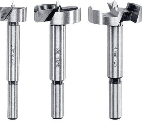 kwb 3-teiliges Forstnerbohrer-Set aus Cr40-Stahl nach DIN 7483G, Ø 20 mm, 35 mm und 40 mm