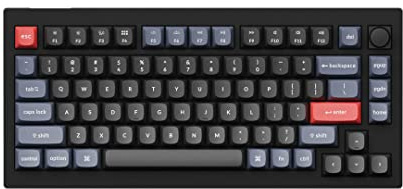 Keychron V1 QMK Mechanical Keyboard - Carbon Black K Pro Blue Fully Assembled Knob V1-D2 USA/ANSI
