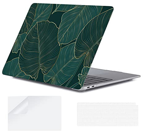 YOPAS Hülle für MacBook Air 13 Zoll 2020 2019 2018 A2337 M1 A2179 A1932 Hülle, Plastik Hartschale Schutzhülle Case und EU Tastaturschutz für MacBook Air 13,3 Zoll Touch ID, Laub