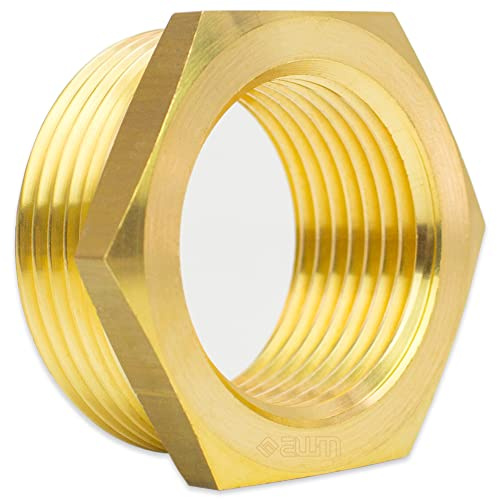Reduziernippel Reduzierstück Muffennippel Außengewinde x Innengewinde Fitting Rohrfitting Adapter Schraubfitting Gewindefitting Industriequaltät - Made in Italy (Messing, 2 AG x 1 IG)