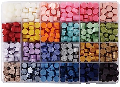 624pcs Wax Seal Beads 24 Pearl Powder Colors Wax Seal Beads Set, Sealing Wax Beads Bulk, Sealing Wax for Wax Seal Stamp Kit