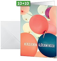 SIGEL Geburtstagskarten Herzlichen Glückwunsch A6 Set | DS617, Mit Umschlägen, ideal zum Bedrucken