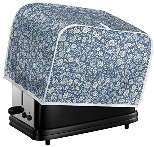Kuiaobaty French Ditsy Floral 2 Fette Tostapane, Blu Campagna Fiori Pane Maker Copertura Antipolvere Tappi Piccolo Elettrodomestico da Cucina