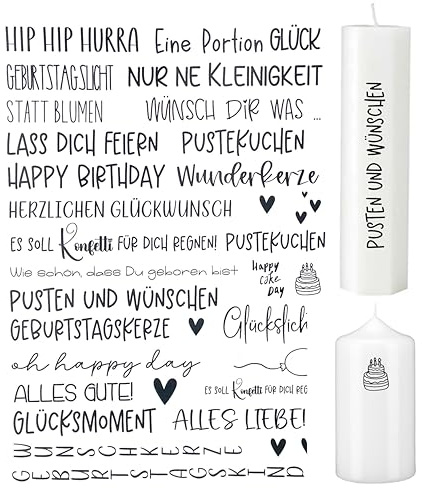 Fräulein Lotti | Wasserschiebefolie fuer Kerzen - Thema: Geburtstag | Tattoofolie | schwarz DIN A4
