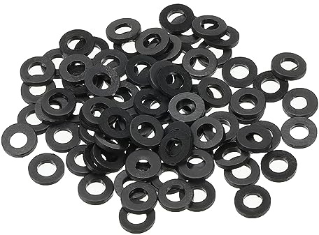 PATIKIL M3 Arandela Plana de Nylon 3x6x1mm (ID*OD*Gorsor) Negro 80Pcs | Arandela Plana de Plástico Redondo Juntas Toricas Sellado Espaciador para Tubería Manguera Sujetador Perno