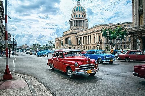 AGDeko® Blechschild 18x12 cm Auto Oldtimer Cuba Havana zum Aufhängen oder Stellen Raum Dekoration