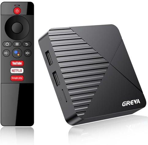 GREVA Android TV Box 13.0, Smart TV Box Android 2GB RAM 16GB ROM RK3528mini Quad-Core 64bit Cortex-A53 Chip, 8K Ultra HD Streaming Media Player, 2.4GHz/5.8GHz WiFi6 10/100M LAN Enternet Bluetooth 5.0