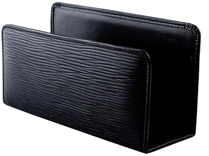 DELMON VARONE - Briefständer aus Premium Leder Manhattan Schwarz - Dokumentenständer zur Aufbewahrung von Briefe, Dokumente & Prospekte - Organizer für Schreibtisch und Büro mit Metalleinlage
