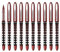 Westcott PULSAR Tintenroller Rot 10 Stück | Vorteilspack Korrekturstift Rollerball Pen rote Tinte | präzise 0,5 mm Strichstärke, transp. Füllstandsanzeige, Kapillartechnologie | E-730631 00
