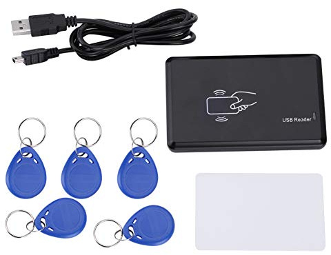 flexman 125KHZ RFID Lector Tarjetas Identificación Escritor Copiadora Duplicadora, Lector y Escritor Inteligente Sin Contacto RFID con 1 Tarjeta 5 Etiquetas Llave