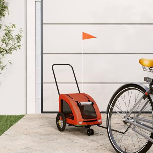 Homgoday Chariot pour chien, remorque de vélo pour animaux orange et gris Oxford et fer, chariot pour chien, chariot pour vélo, chariot pour chien, transport pour chien, vélo