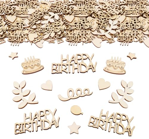 ParPix Holz Happy Birthday Konfetti Geburtstag, 100 Stück Groß Tischdeko Geburtstag, Streudeko Geburtstags Deko Mädchen Junge, Geburtstags Tischdeko für Frau Mann,Confetti für Geburtstagsdeko Tisch