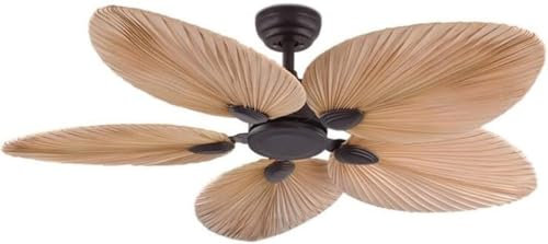 Ventilador de Techo de 52 Pulgadas con Control Remoto, luz de Ventilador de Palma con 5 aspas de Hojas, Ventilador de Techo Retro con decoración sin lámpara