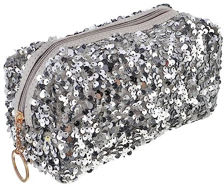 MUSISALY Pailletten Kosmetiktasche Damen Tragbare Makeup Bag Glänzende Quadratische Kulturtasche Vielseitig Leicht Groß Kapazität Reise Waschbeutel Multifunktional