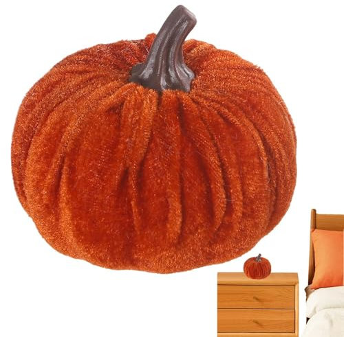 Zucche di stoffa, zucche per decorare - Decorazione di zucca in tessuto autunnale della fattoria | Decorazione natalizia per le feste stagionali del Ringraziamento di Natale con zucca colorata finta p