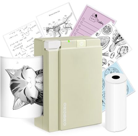 ORGBRO X3 Stampante Termica Bluetooth, Mini Stampante Portatile Senza Fili per Casa/Ufficio/Viaggi, Appunti, Foto, Etichette, Planner, 300DPI Stampante Adesivi per Smartphone-iOS/Android (Verde oliva)
