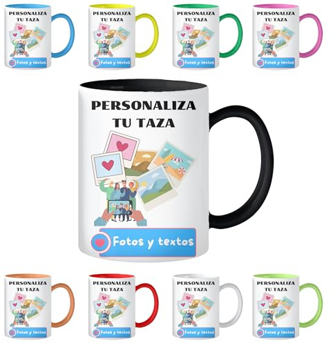 Fresh-KO Taza Personalizada con Foto y Texto - 330ml Cerámica Calidad AAA+ - Nombre en el Asa - Apta Microondas y Lavavajilla - Regalo Original - Taza de Cafe - Caneca Personalizada