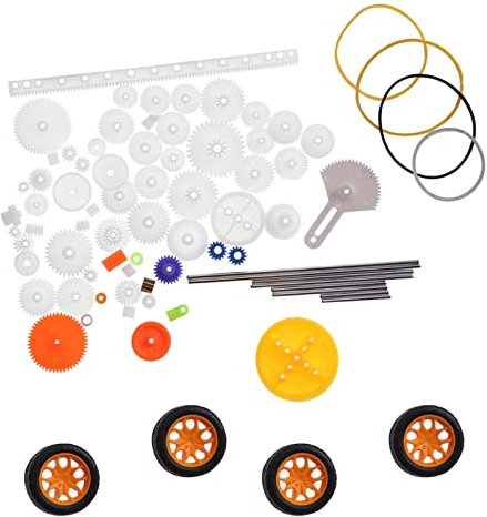 Akozon Projektausrüstung: 78-teiliges Kunststoffzahnrad-Riemenscheiben-Schneckengetriebe-Set, Ideal für Maschinenbau und Modellbau, Multifunktionales Zubehör