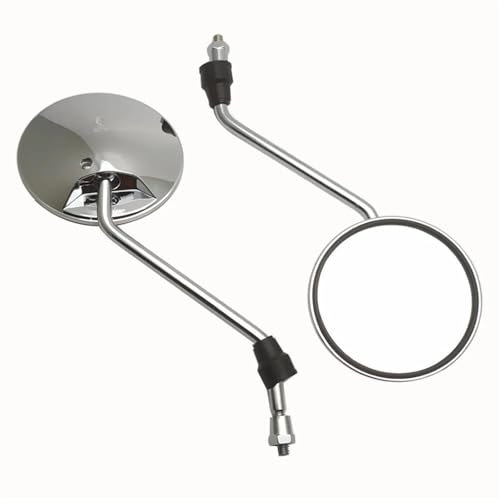 KKMNAIF Motorrad Spiegel EIN Paar Verchromte Motorrad-Roller-Spiegel, Universeller Motorrad-Rückspiegel, 8 Mm, Mit M10-Adaptern, Runde, Ovale, Konvexe Spiegel Lenkerendenspiegel Motorrad