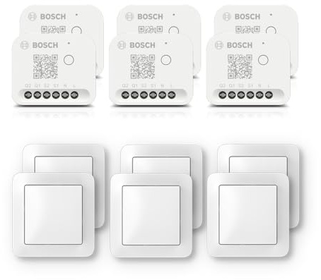 Bosch Smart Home Beleuchtung und Beschattung-Set inklusive Wandschalter, 6x Licht-/ Rollladensteuerung II, 6x Wandschalter