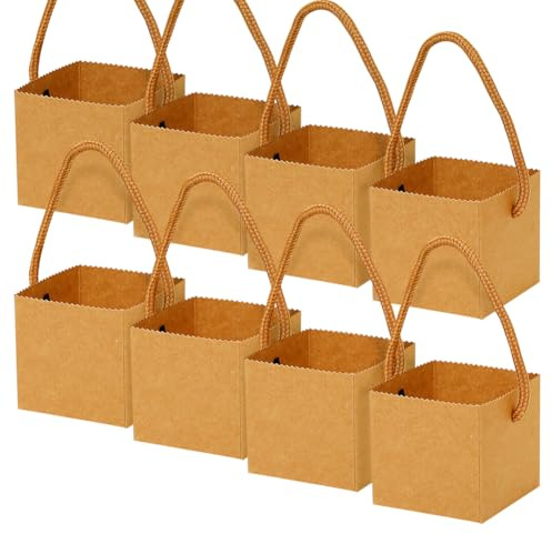 40 Stück kleine Sukkulenten-Geschenktüten, quadratisch, Geschenktüten, Kraftpapier, Süßigkeitentüten, einfarbige Geschenktüten, kleine Pflanzen-Wickeltüten, Sukkulenten, Partygeschenktüten mit