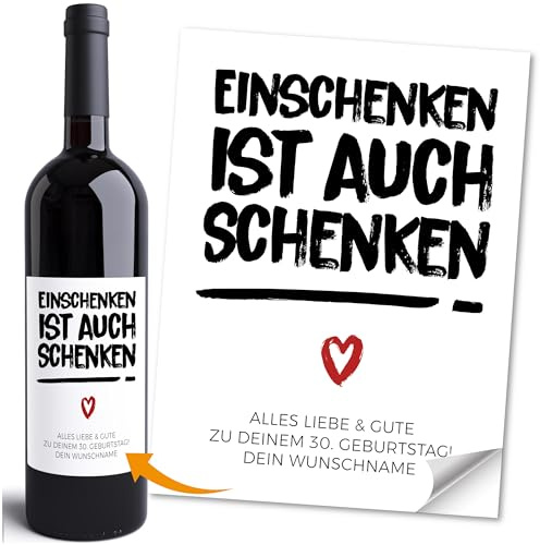 Moonworks® Weinetiketten personalisiert Flaschenetiketten selbstklebend Geschenkidee Geburtstag Besondere Anlässe Weingeschenk Schwarz unisize