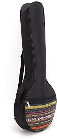 Qukaim Banjo-Tasche mit 4 Saiten, 4 Saiten, Ethno-Stil, Baumwolle, Gigbag mit verstellbaren Trägern, Instrumenten-Akkory für Reisen und Aufbewahrung