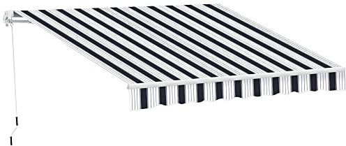 DecHome - Tenda da sole da Esterno a Bracci Avvolgibile 250x200 cm per Porta colore a Righe Blu/Bianco - 100110005BG