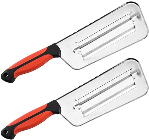 Deskium Set di 2 affettaverdure multifunzione, in acciaio inox, pelapatate e tagliaverdure per carote, cavoli, patate dolci e radici di loto